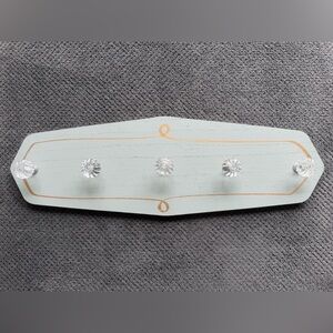 Sheffield Home Wooden Wall Hook Rack w/ Glass Knobs – Sage Blue